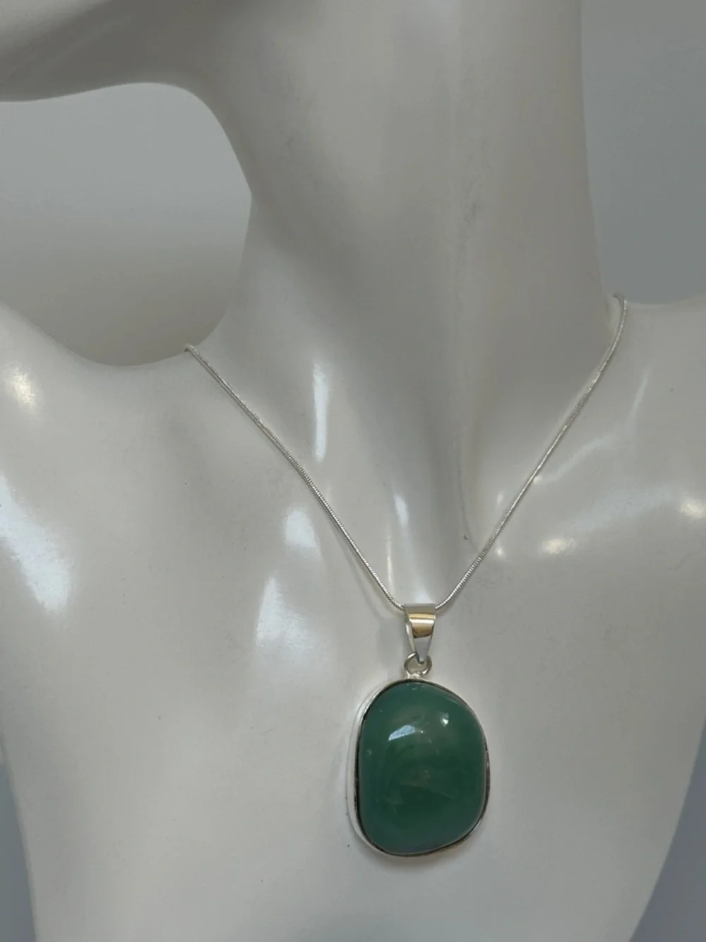 Chrysoprase: A variety of chalcedony  Pendant Necklace